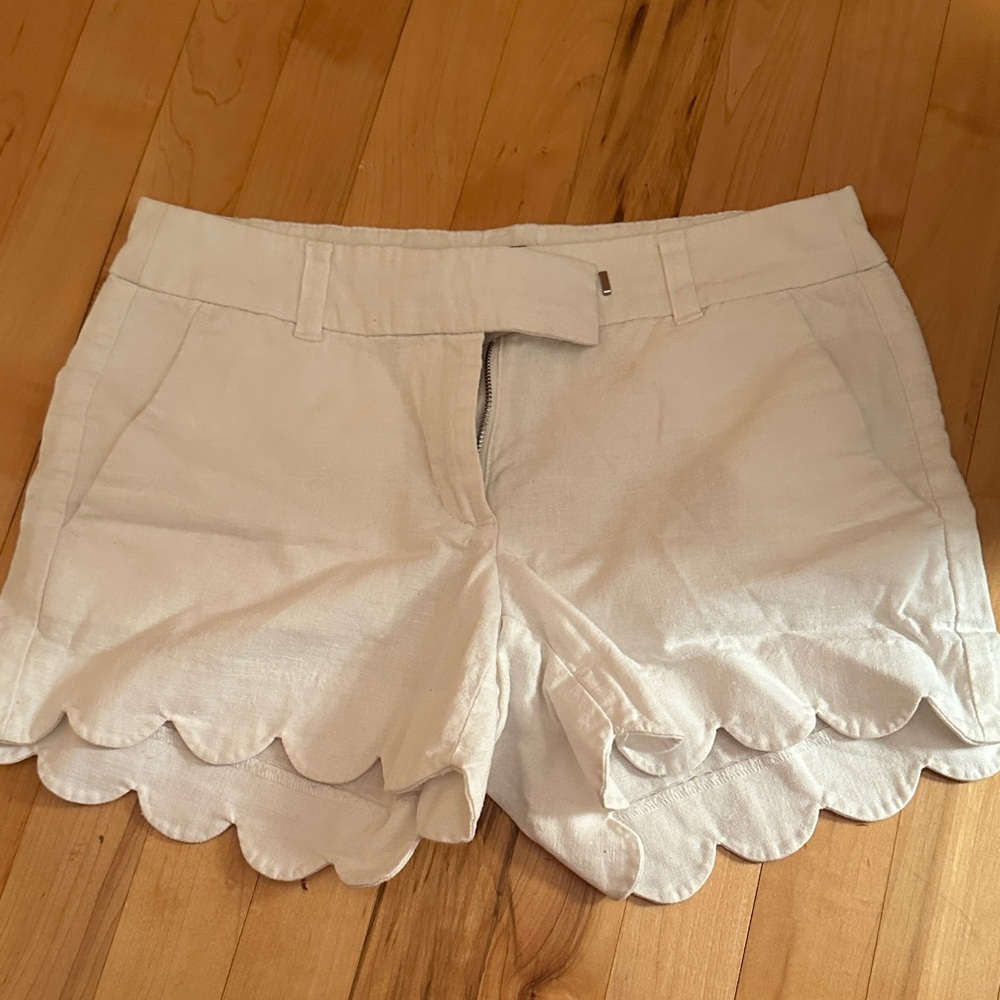 J. Crew Cream Scalloped High Waist Shorts